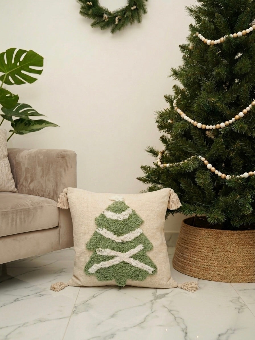 Festive Pine Tufted Cushion Cover