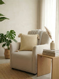 Cream Solid Cushion Cover with Tassels