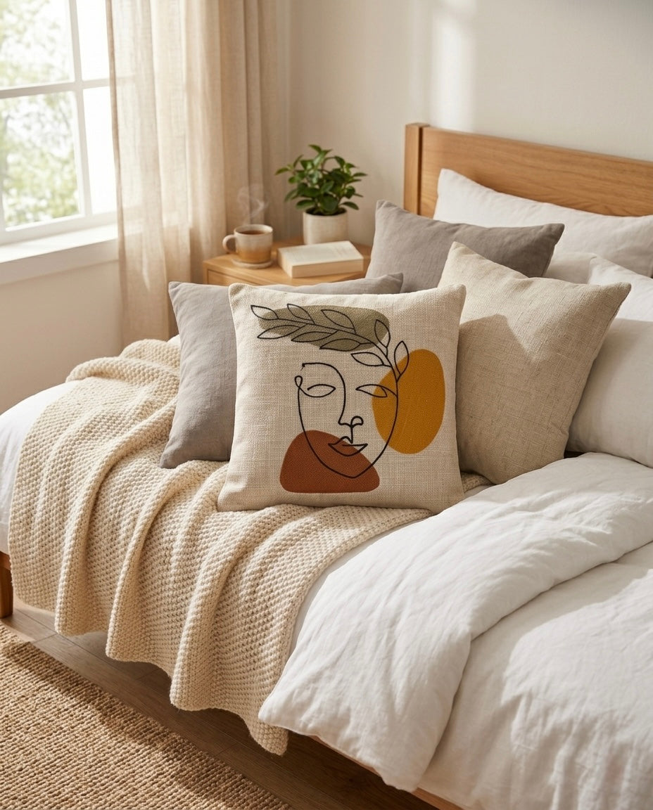 Embroidered Abstract Muse Cushion Cover