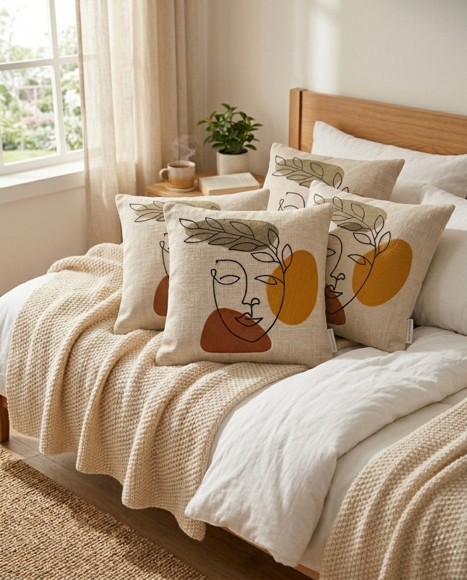 Embroidered Abstract Muse Cushion Cover