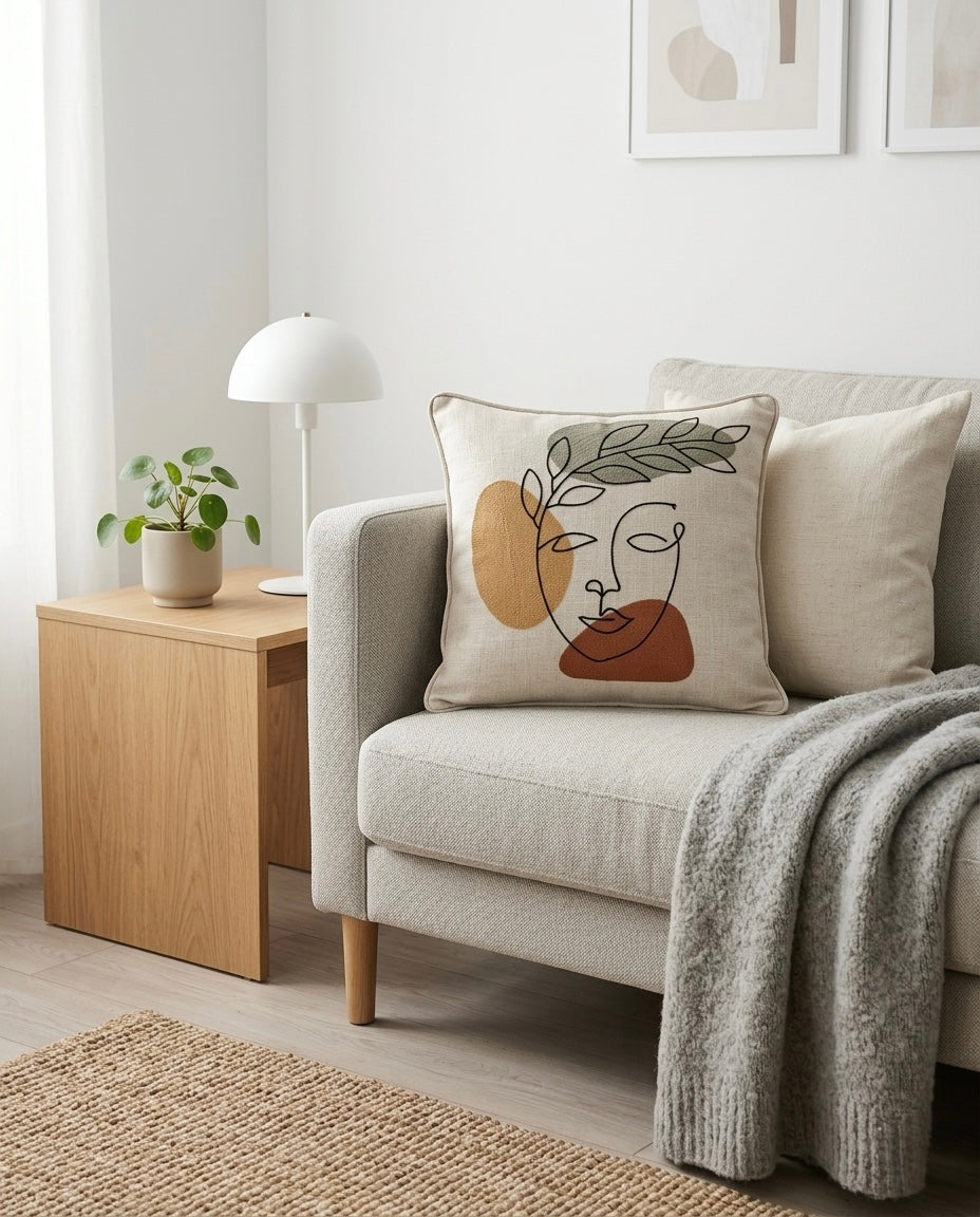 Embroidered Abstract Muse Cushion Cover