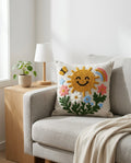 Sunny Bloom Embroidered Cushion Cover.