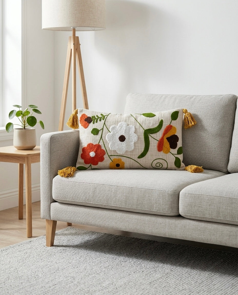 Bloom Garden Embroidered Cushion Cover
