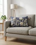 Midnight Bloom Embroidered Cushion Cover
