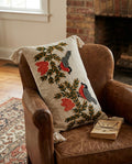 Rustic Bird Embroidered Cushion Cover